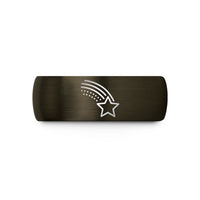 engraved tungsten rings her – gunmetal & black tungsten star trail wedding band