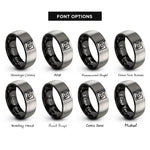 font options for inside engraving on black & grey blueprint rings