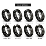 font options for inside engraving on black & grey blueprint rings