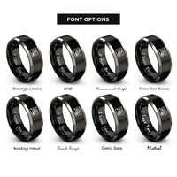 font options for inside engraving on black & grey blueprint rings