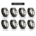 font options for inside engraving on black & gray blueprint grid rings