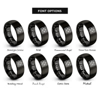 font options for inside engraving on black blueprint grid rings