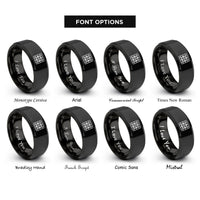 font options for inside engraving on black blueprint grid rings