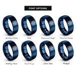 font options for inside engraving on blue blueprint grid rings