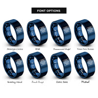 font options for inside engraving on blue blueprint grid rings