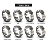 font options for inside engraving on grey blueprint grid rings
