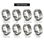 font options for inside engraving on grey blueprint grid rings