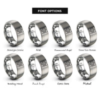 font options for inside engraving on grey blueprint grid rings