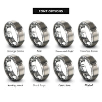font options for inside engraving on silver blueprint grid rings