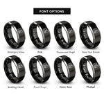 font options for inside engraving on black & gray blueprint roll rings