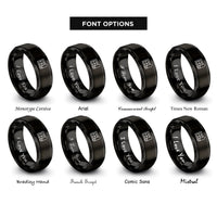 font options for inside engraving on black blueprint roll rings