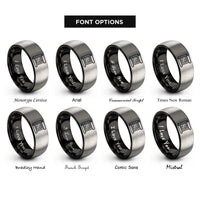 font options for inside engraving on black & silver blueprint scroll rings
