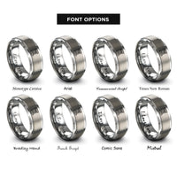 font options for inside engraving on grey blueprint scroll rings