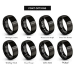 font options for inside engraving on black blushing bacon strip rings