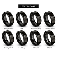 font options for inside engraving on black blushing bacon strip rings