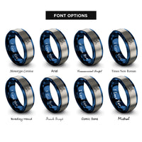 font options for inside engraving on blue & grey bmx rider air rings