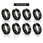font options for inside engraving on black & gray boar rings