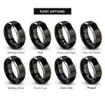 font options for inside engraving on black & silver boar print rings