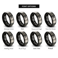 font options for inside engraving on black & silver boardwalk path railings rings