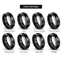 font options for inside engraving on black & silver boardwalk path railings rings