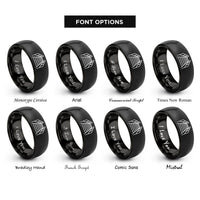 font options for inside engraving on black boardwalk path railings rings