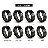 font options for inside engraving on black boardwalk path railings rings