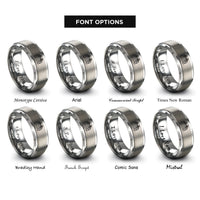 font options for inside engraving on silver boardwalk path railings rings