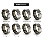 font options for inside engraving on gunmetal & silver boardwalk path railings rings