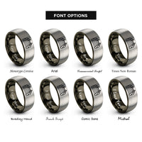 font options for inside engraving on gunmetal & silver boardwalk path railings rings