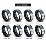 font options for inside engraving on black & blue & silver boat hook rings