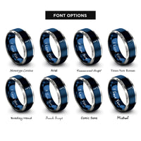 font options for inside engraving on blue & silver boat hook rings