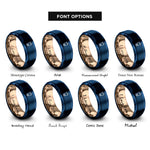 font options for inside engraving on blue & rose gold boba cup rings