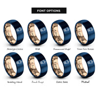 font options for inside engraving on rose gold & blue boba cup rings