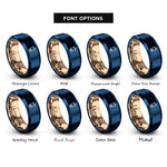 font options for inside engraving on rose gold & blue boba cup rings