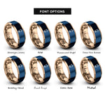 font options for inside engraving on rose gold & blue boba cup rings
