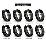 font options for inside engraving on black & silver boba pattern rings