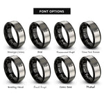 font options for inside engraving on black & grey boba pattern rings