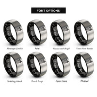 font options for inside engraving on black & gray boba tea cup rings