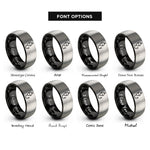font options for inside engraving on black & silver bobber float hook rings