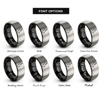 font options for inside engraving on black & silver bobber float hook rings