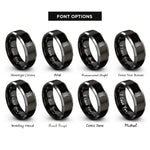 font options for inside engraving on black & silver bobbin rings