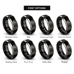 font options for inside engraving on black & silver bobcat rings