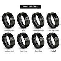 font options for inside engraving on black bobcat rings
