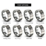 font options for inside engraving on gray bodyboarder wave rings