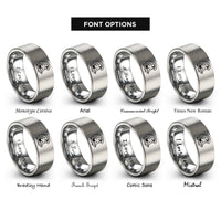 font options for inside engraving on gray bodyboarder wave rings