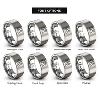 font options for inside engraving on grey bodybuilder flex rings