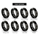 font options for inside engraving on black & silver bodybuilder silhouette rings
