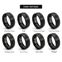font options for inside engraving on black bodybuilder silhouette rings