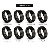 font options for inside engraving on black bodybuilder silhouette rings
