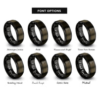 font options for inside engraving on gunmetal & black bodybuilder silhouette rings